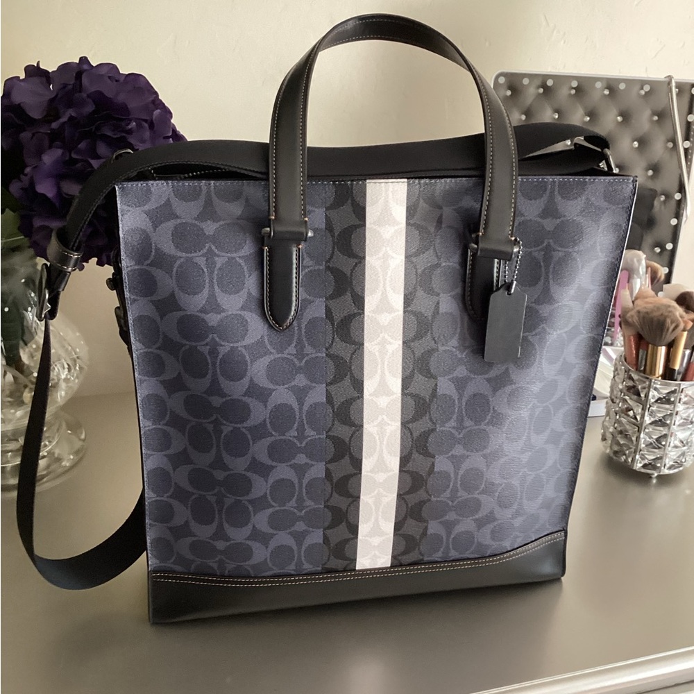 Coach Blue/Black Leather Tote